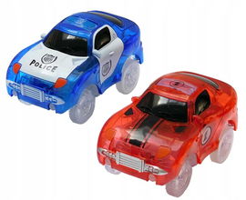 Zestaw 2 samochodów Magic Tracks radiowóz i samochód wyścigowy 5 LED