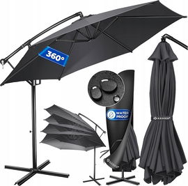 Parasol z wysięgnikiem KESSER szary 350 x 245 cm
