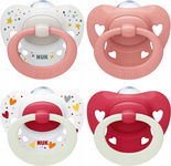 NUK Signature Day Night Smoczki 0 - 6m 4 szt ANATOMICZNE SILIKON SMOCZEK
