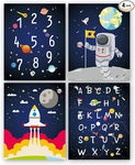 KAIRNE Zestaw 4 szt obrazki do pokoju Kosmos Astronauta Planety 20x25