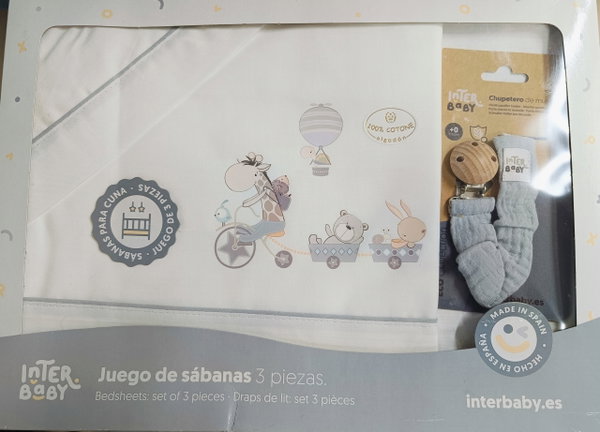 pościel prześcieradło z gumką INTERBABY bawełna 60 x 120 zawieszka smoczek