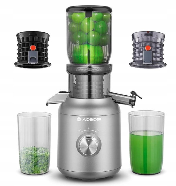 Wyciskarka wolnoobrotowa pionowa Aobosi MP-802E 250 W srebrna