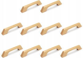 10X DREWNIANE GAŁKI DO SZUFLAD OTWORY 3-3/4 DŁUGOŚĆ 12CM JASNE DREWNO