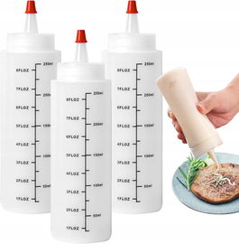 10x PRZEZROCZYSTE BUTELKI DO SOSU DO WYCISKANIA 250 ML