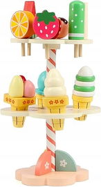 11-CZĘŚCIOWY ZESTAW DO LODÓW Z DREWNA ZABAWKA DO ODGRYWANIA RÓL DLA DZIECI