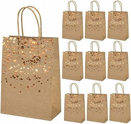 20xTORBA NA PREZENTY BRAZOWE MIEDZIANE GWIAZDKI 21x15CM NA URODZINY SWIETA