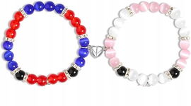 2X KORALIKOWA ELASTYCZNA BRANSOLETKA DLA PAR Z MAGNETYCZNYM SERDUSZKIEM