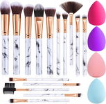 15X PĘDZLE DO MAKE-UP ZESTAW PĘDZLI DO MAKIJAŻU MARMUR Z GĄBECZKAMI DUAIU