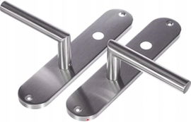 2X KLAMKA DO DRZWI SREBRNA - ZESTAW OKUĆ DRZWIOWYCH PROSTY DESIGN 240X50MM