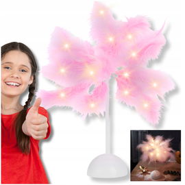 Lampka Nocna LED Dekoracyjna Ozdobna Na Biurko Piórka Na Baterie 35cm