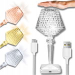 Lampka Nocna LED Kryształowa Lampa Dotykowa Lampa Ozdobna LED USB 26cm