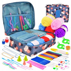 Zestaw Do Szydełkowania Z Włóczką Szydełko 0,6-6mm Etui Duży 58 Elementów