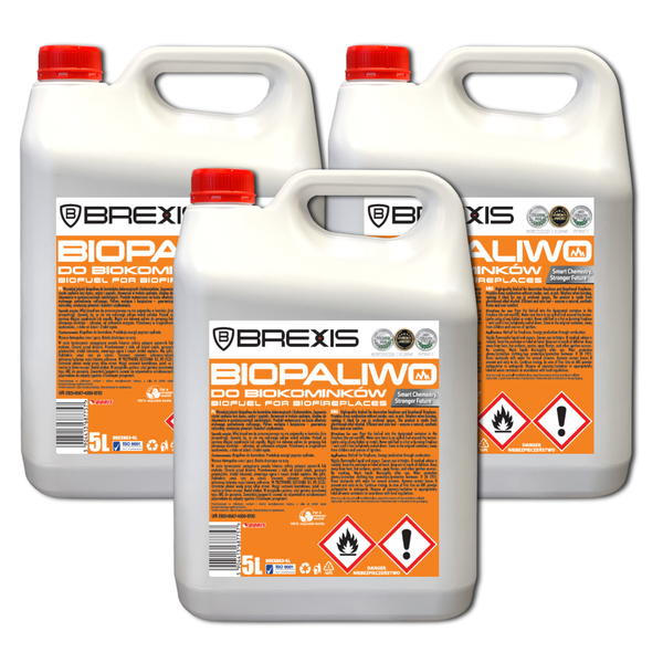 BREXIS Biopaliwo do kominków 15L Zestaw 3szt x 5L