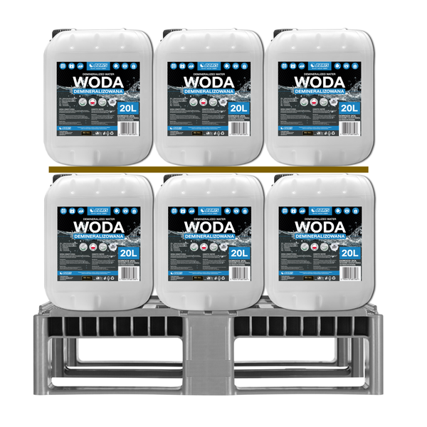 DORIS Woda demineralizowana 240L Zestaw 12szt x 20L z lejkiem