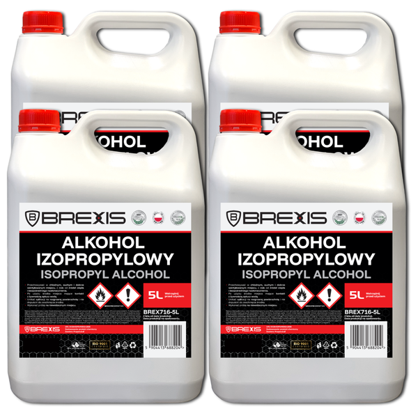 BREXIS Alkohol izopropylowy IPA techniczna 20L Zestaw 4szt x 5L 