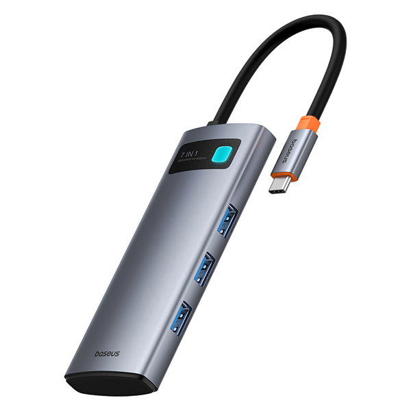 7w1 HUB adapter Metal Gleam USB-C HDMI USB-A USB-C PD SD microSD - szary