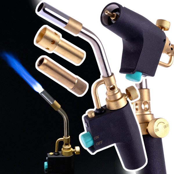 PALNIK GAZOWY MAPP PROPAN DO LUTOWANIA PIEZO 3 DYSZE PŁOMIEN 2800°C 022CGA-SET