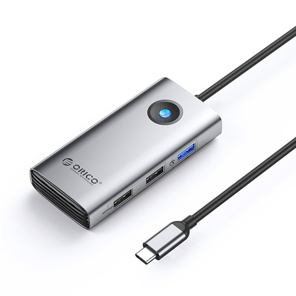 Hub PW11-5P rozdzielacz USB-C na USB-A USB-C PD HDMI - szary