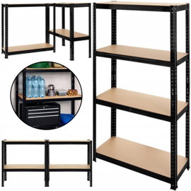Regał Magazynowy PAKO Czarny 150x75x30 4 Półki 700 Kg