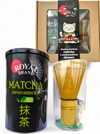 Zestaw do herbaty matcha Japoński Bio 100g z miotełką chasen bambusową