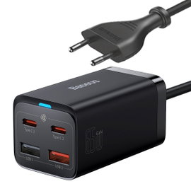 Szybka ładowarka sieciowa GaN3 Pro 2x USB-C / 2x USB 65W PD QC + kabel USB-C 1m