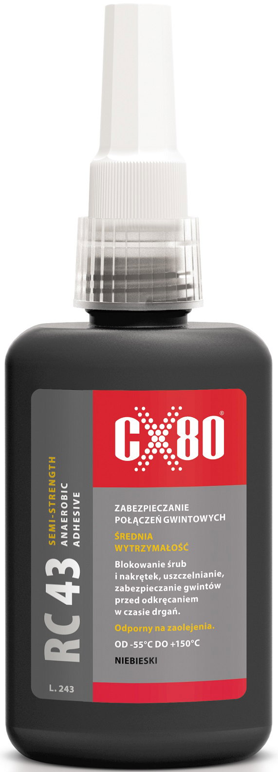 KLEJ ANAEROBOWY RC-43 DO GWINTÓW ŚRUB ŚREDNI 50ML - CX-088