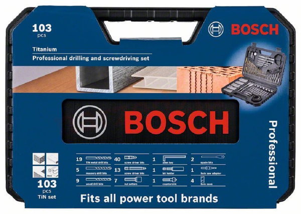 ZESTAW WIERTEŁ I BITÓW TITANIUM TIN SET 103 SZT. - B 2608594070