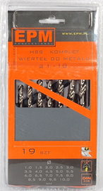 ZESTAW WIERTEŁ HSS DO METALU 1-10MM 19SZT. - E-500-1219