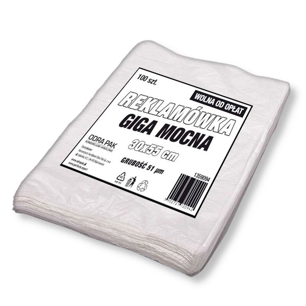Reklamówka 30x55 HDPE biała 51 mic 100szt
