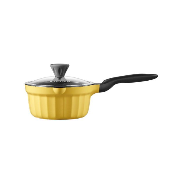 BUYDEEM Emaliowany rondel ze szklaną pokrywą 1,8L, model CP141,kolor Mellow