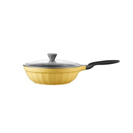 BUYDEEM Aluminiowa patelnia z nieprzywierającą powłoką i szklaną pokrywką 30 cm