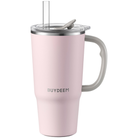 BUYDEEM Kubek termiczny ze słomką 700 ml, model DS57, kolor Pink