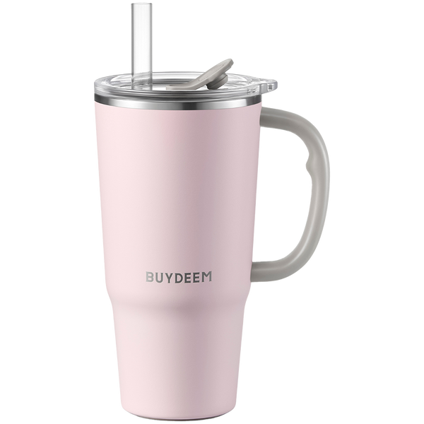 BUYDEEM Kubek termiczny ze słomką 700 ml, model DS57, kolor Pink