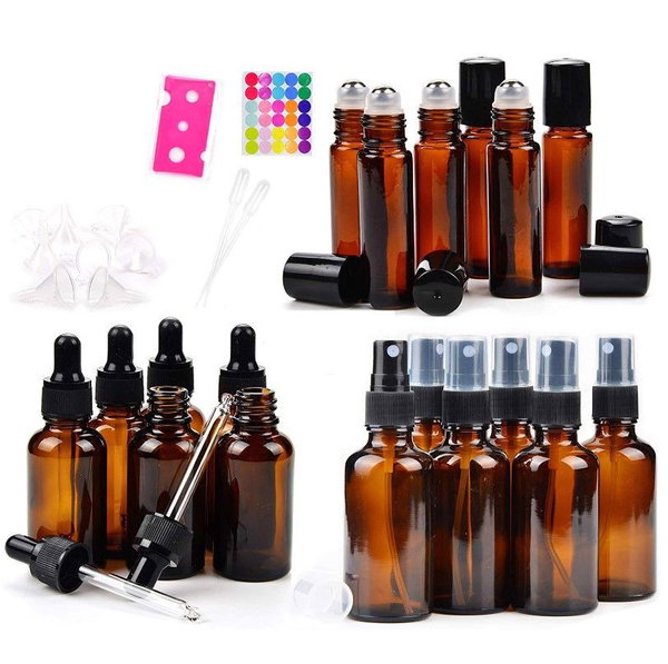 Butelki 10Ml Szkło Bursztynowe 18Szt (3 Rodzaje)