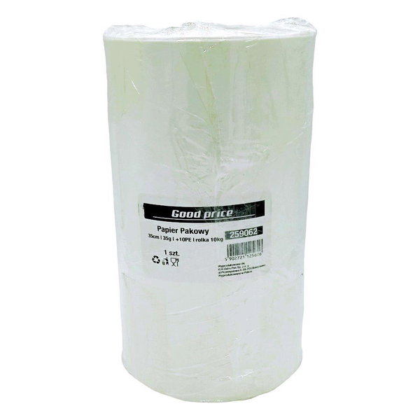 Papier pakowy 35cm, 35g +10PE rolka 10kg biały