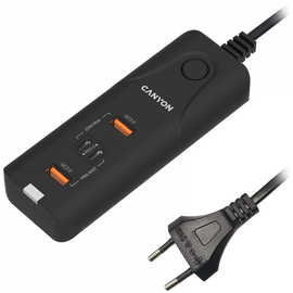 CANYON Ładowarka sieciowa H-10 PD 20W QC 3.0 18W 2USB-A 2USB-C Biurkowa Czarna