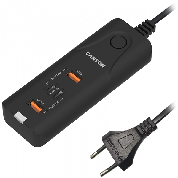 CANYON Ładowarka sieciowa H-10 PD 20W QC 3.0 18W 2USB-A 2USB-C Biurkowa Czarna