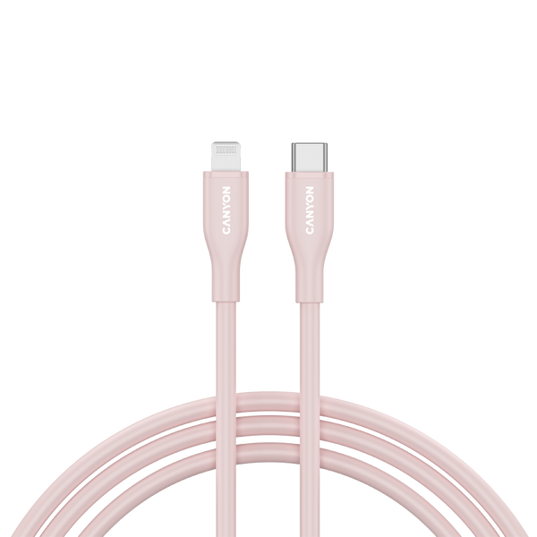 CANYON Kabel CLNM60 C-L 60W MFI 1m Silikonowy Różowy
