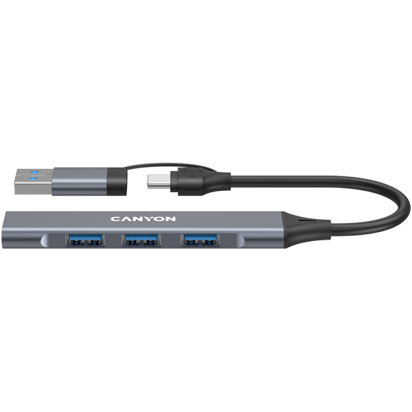 CANYON HUB DS-02 4 w 1 USB-A/C Szary