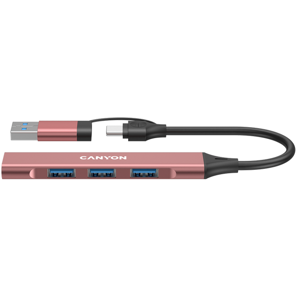 CANYON HUB DS-02 4 w 1 USB-A/C Różowy