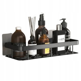 KOMPLET 2 SZT PÓŁKA ŁAZIENKOWA WISZĄCA METALOWA SAMOPRZYLEPNA CZARNA LOFT P1-CZN
