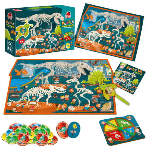Puzzle gra edukacyjna z lupą Dinozaury RK1080-05