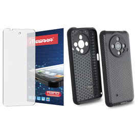 Szkło hybrydowe do HAMMER IRON 6 - 6,56 + ETUI silikonowe czarne TPU