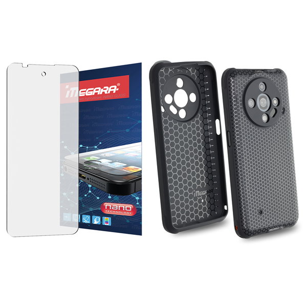 Szkło hybrydowe do HAMMER IRON 6 - 6,56 + ETUI silikonowe czarne TPU