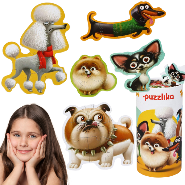 Edukacyjne Puzzle Puzzlika 5w1 Pieski 25 elementów 14248