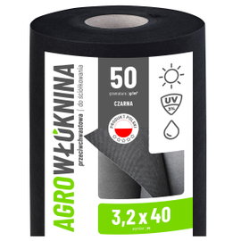 Agrowłóknina Czarna 50g/m2 UV 3,2m x 40mb GF Agro
