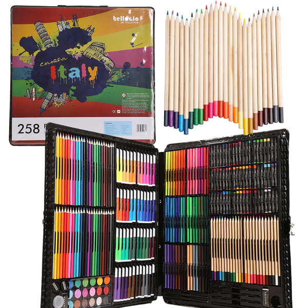 Zestaw Małego Artysty Kreatywny Edukacyjny Kredki Mazaki Farbki 258el TY222-43