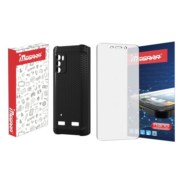 Szkło hybrydowe do myPHONE Hammer IRON 4 5.45" + ETUI silikonowe czarne TPU