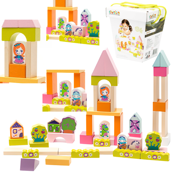 Klocki edukacyjne drewniane Cubika Zamek 13906