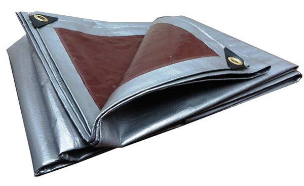 Plandeka Gruba 210g 5m x 8m Srebrno-Brązowa